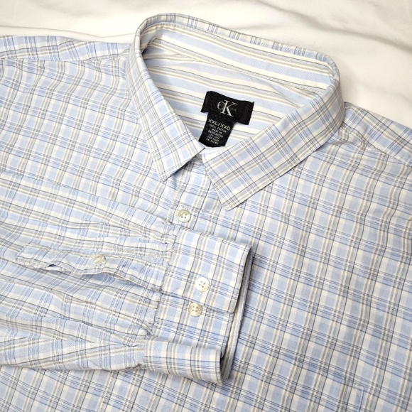 Calvin Klein Other - CALVIN KLEIN Men's Long Sleeve Blue Collared Button Down Dress Shirt - XXL